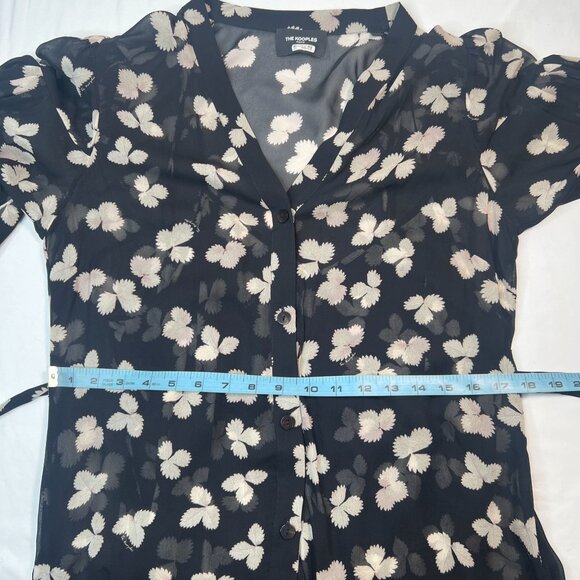 The Kooples Naive Flowers Chiffon Mini Dress Black Belted US Large - Picture 11 of 16